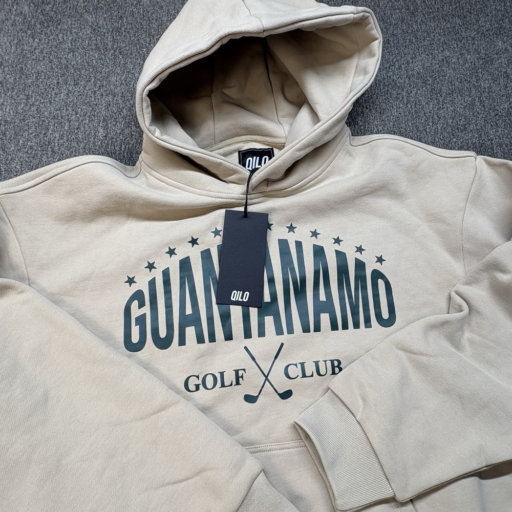QILO Tactical "Guantanamo Bay Golf Club" Microfleece Hoodie‎ Men's M Desert Tan